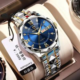 Wristwatches BINBOND Original Men's Luxury Stainless Steel Waterproof Fashion Business Watch Luminous Dual Calendar Quartz Wrist