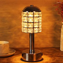 Table Lamps Retro Crystal Lamp Bar Night Desktop Light Rechargeable Restaurant Living Room Bedside Bedroom Decor Lighting