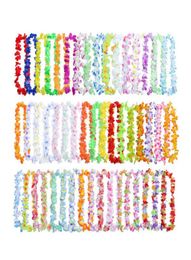 Decorative Flowers Wreaths 50PCS Colorful Hawaiian Leis Necklace Flower Garland Tropical Luau Party Favors Beach Hula Costume Ac8760996