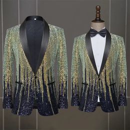 Men s Suits Blazers Fashion Jacket Meteor Gradient Sequins Suit Coat Stage Performance Host Wedding Only Blazer 231127