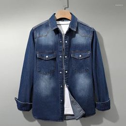 Men's Casual Shirts Japanese Korean Trend Long-sleeved Retro Denim Shirt Fashion All-match Jean Coat Clothes