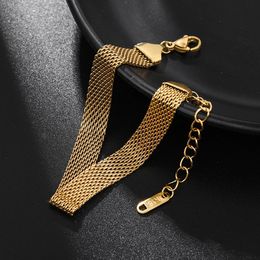 Chain Stainless Steel Bracelet for Women Men Mesh Link Hand Jewelry 231124