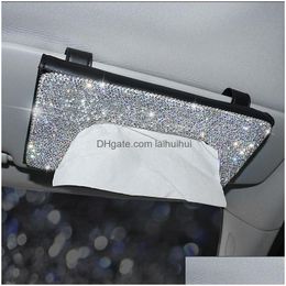 Car Tissue Box Crystal For Sun Visor Hanging Diamond Sunshade Case Accessories 210326 Drop Delivery Mobiles Motorcycles Interior Sto Dhqwu