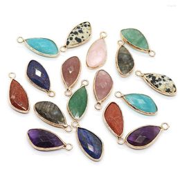 Charms Natural Stone Amethyst Irregular Drop Pendants DIY Necklaces Earrings Bracelets Leaf-shaped Green Aventurine Crystal