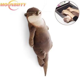 Plush Dolls 40cm Cute Otter Stuffed Cotton Pencil Case Wrist Pad Pillow Soft Toy Sea Animal Doll Kids Gifts 230427