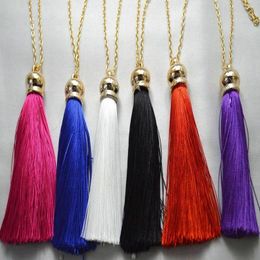 Pendant Necklaces Vintage Bohemian Ethnic 7CM Silk Tassel Necklace Long Sweater Gold Chain Choker Clothing Jewellery Accessories Gift Bijoux