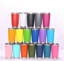Wholesale 20oz Mugs Drinking cup Tumbler with Lid Stainless Steel Wine Glass Vacuum Insulated cup Travel 18 Colour FY4412