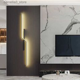 Wall Lamps Modern Minimalist Strip LED Wall Lamp Lustre Illumination For Bedroom Bedside Living Room Grille TV Sofa Lobby Background Decor Q231127
