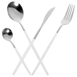 Dinnerware Sets Tableware Eating Utensils Stainless Steel Flatware Scoop Silverware Cutlery Kit Fork