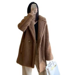 Women's Wool Blends Winter Coat Female Alpaca Wool Short Teddy Bear Coat Women Thick Wool Coat Women Camel Loose Wool Coat Autumn Warm Coat Red Coat 231127