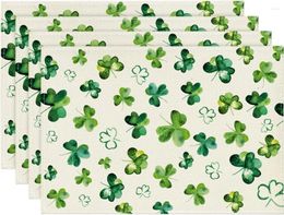 Table Mats Lucky Clovers St. Patrick's Day Placemats For Dining 12x18 Inch Seasonal Holiday Vintage Washable Set Of 4