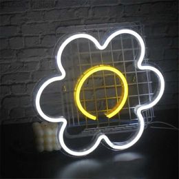 Night Lights LED Daisy flower Neon Sign Light Neon Lamp Wall Hanging Atmosphere Night Light For Game Room KTV Bar Decoration Birthday Gifts YQ231127