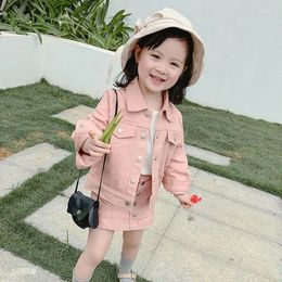 Jackets Spring Autumn Kids Denim Coat Baby Girl Skirt For Girls Cardigan Outerwear Jaqueta Clothes Children Clothing Set