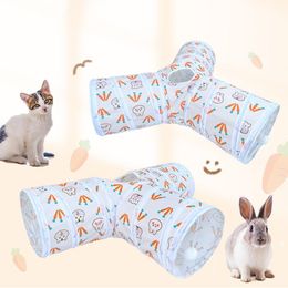 Toys New Rabbit Cat Tunnel Suede Threechannel Foldable Small Pet Cat Kitty Training Interactive Fun Toy Tunnel Tube