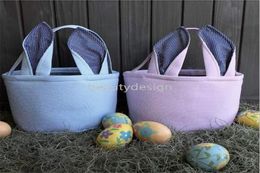 NEW Seersucker Easter Bag Festive Cute Bunny Ears Basket Easters Egg Storage Bucket Outdoor Portable Picnic Tote Bag DD4410074