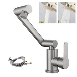 Kitchen Faucets 304 Stainless Steel Washbasin Faucet Mixer Taps Cold Water Sink Black Cranes Bathroom Accessories Gourmet Extendable 231127