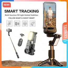 Tripods Desktop Following the shooting Mode Gimbal Stabilizer Selfie Stick Tripod with Fill Light for iPhone Cell Phone Smartphone J230427