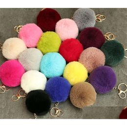 Party Favour Rabbit Ball Plush Fuzzy Fur Key Chain Car Bag Keychain Ring Pendant Jewellery Gift 20Pcs Drop Delivery Home Garden Festive S Otysk