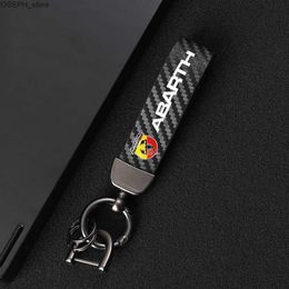 Key Rings For Fiat Abarth 595 Abarth 500 abarth 124 spider car accessories 4S Leather Car Key Chain 360 Degree Rotating Horseshoe Rings J230427