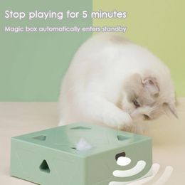 Toys Electric Cat Toy Sqaure Magic Box Smart Teasing Cat Stick Crazy Game Interactive Cats Feather Toys Cat Catching Mouse Toys