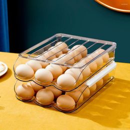 Storage Bottles Egg Tray Plastic Fresh Box Automatic Rolling Fridge Supplies Household Transparent For Refrigerator Organizer Bin