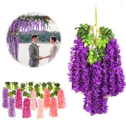 Decorative Flowers Wedding Decoration 1 Piece Fake Wisteria Artificial Flower Vine Ivy Leaf Garland Hanging Silk Plants String Rattan Party