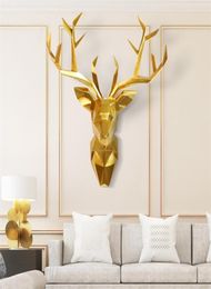 Large Size3D Deer HeadStatueSculpture DecorHome Wall Decoration AccessoriesAnimal FigurineWedding Party Decorative Art 220113324328