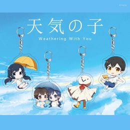 Keychains Anime Weathering With You Acrylic Keychain Morishima Hodaka Amano Hina Figures Pendant Keyring Cosplay Props Bag Charm Souvenirs