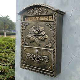 Outdoor Mail Box European Style Aluminium Crafts Hanging Bronze-coloured Decorative Mailbox
