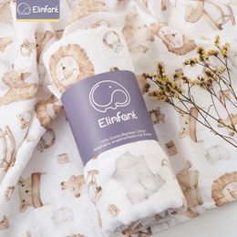 Blankets Swaddling Elinfant Digital Print Bamboo Cotton Muslin Swaddle High Quality 120110cm born Baby Bath Towel Wrap 230426