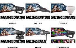 LED Effect Light Christmas Snowflake Snowstorm Projector Lights 16 Patterns Rotating Stage Projection Lamps for Party KTV Bars Hol7167610