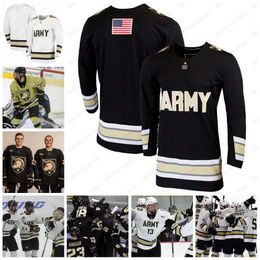 Custom Army Black Knights Jerseys Lucas Kanta Hunter McCoy Max Itagaki Brett Abdelnour Sean Vlasich Stephen Willey Joey Baez Army Hockey Jersey