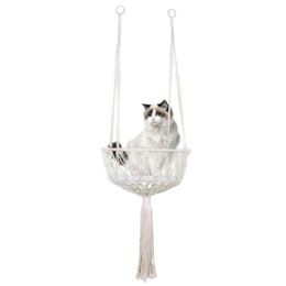 Mats Macrame Cat Hammock Comfort And Durable Macrame Cat Nest Hammock Bed Cat Swing Cute Macrame Pet Hammock Hang On Wall Ceiling