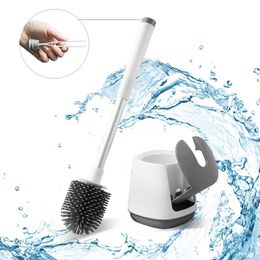 Brushes Eyliden Toilet Brush and Holder Silicone Bristles TPR Toilet Brushes with Tweezers Lid Floor Bathroom Cleaning Tools Kit