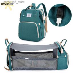 Diaper Bags Mommy Bag Portable Baby Crib USB Charge Travel Bag Baby Diaper Bag for Stroller Maternity Bag Backpack for Mom Baby Changing Bag Q231127