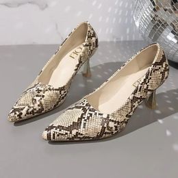 Dress Shoes Print High Heel Pointed Women Pump Valentine's Day Stiletto Women's Party Snake Light Mouth Color Matching Fashion