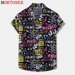 Men's Casual Shirts Stylish Graffiti Print Hawaiian Shirt Men Short Sleeve Button Down Beach Wear Mens Holiday Party Aloha 3XL