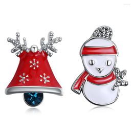 Stud Earrings Christmas Earring Girl Cute Enamel Snowman And Antlers Bell Charms Women Friends Gift Lovely Brinco Feminino