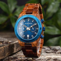 Wristwatches BOBO BIRD 2023 Men's Watch Wooden Chronograph Date Display Watches For Men LOGO Customizable & Drop
