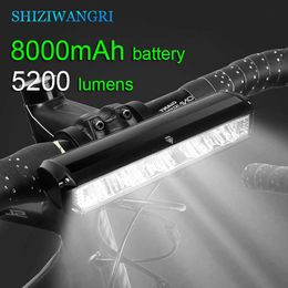 Bike Lights 8000mAh 5 LED 5*P90 Bike Light Waterproof USB Rechargeable LED Bicycle Light 5200 Lumens Flashlight and Headlamp As Power Bank P230427