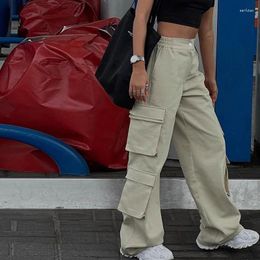 Women's Pants Y2K Clothes Casual Streetwear Multi Pockets Cargo Women Korean Fashion Long Baggy Wide Leg Black Trouser Female