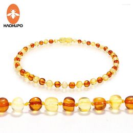 Pendants HAOHUPO Cognac Gold Amber Teething Bracelet/Necklace For Baby Baltic Natural Collar Boy Girls Birthday Gifts Jewellery