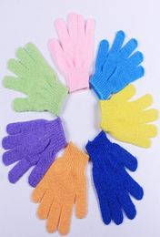 Exfoliating Gloves Mitt Bath Shower Scrubbers Scrub Tan Dead Skin Removal candy Colours Exfoliator Elastic FiveFinger Bathing Glov4757492