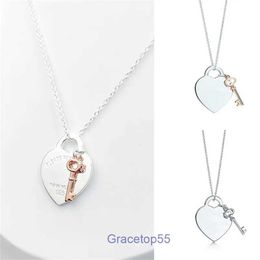 Ожерелья с подвеской в виде сердца и ключа для женщин, 1 серебро, стерлинговые ювелирные изделия, подарки, Co Drop Ism, подарок для пары