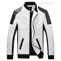 2023Wholesale- 6XL New Leather Jacket Mens Plus Size Winbreak Patchwork Black White Pu Jacket Thin Thick Warm Motorcycle Coats