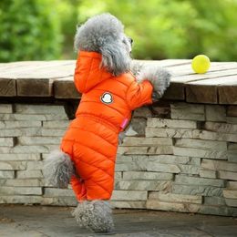 Dog Apparel Winter Warm Down Jacket Pet Dogs Costume Puppy Light weight Four Legs Hoodie Coat Clothes For Teddy Bear Big Combinaison Ski 231127