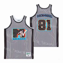 Movie 81 Rock & Roll Basketball Jerseys Film Music Television MTV High School Breathable Black Retro For Sport Fans Pure Cotton College Summer Shirt HipHop Summer