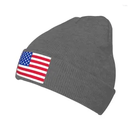 Berets USA Flag Knit Hat Cap Knitted Beanie Beanies Unisex Hipster