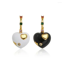 Dangle Earrings 2023 Korean High-end Retro Niche Design Love Ear Studs Women Light Luxury Enamel Glaze Wholesale Elegant Metal Jewellery Gifts