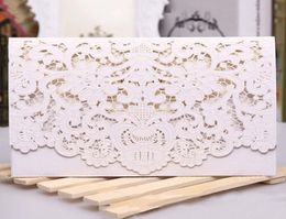 Greeting Cards 25 Pcs Luxury Wedding Supplies Red White Vintage Lace Luxurious Elegant Golden Laser Cut Invitation Card6986958